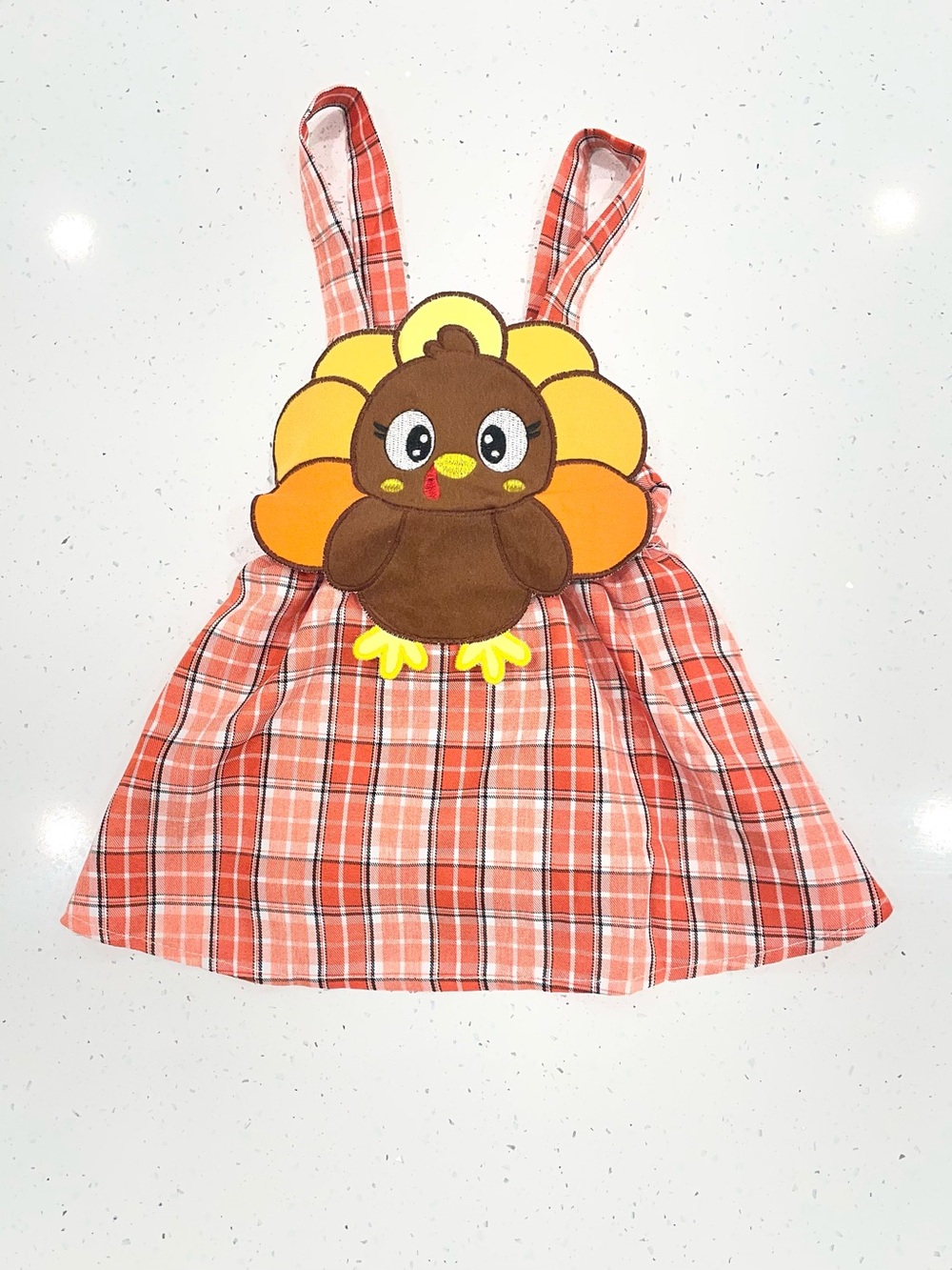 Kids Orange Plaid Turkey Costume Dress